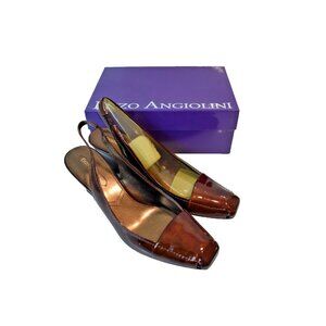 Enzo Angiolini Women's 10M Eaarqua Brown High heel Wedges Sling Back